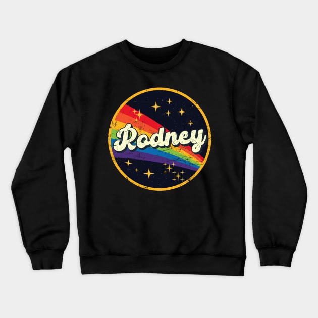 Rodney // Rainbow In Space Vintage Grunge-Style Crewneck Sweatshirt by LMW Art